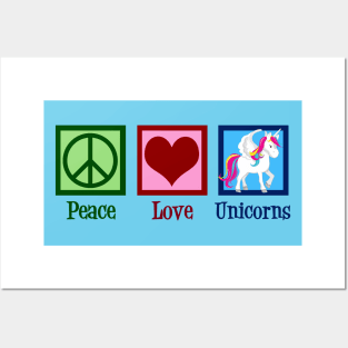 Peace Love Unicorns Posters and Art